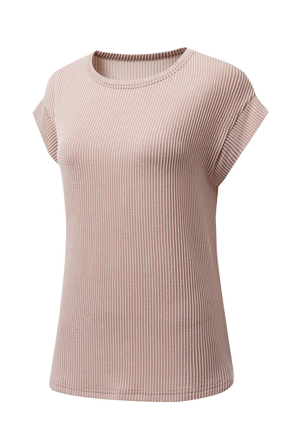 Dark Khaki Twisted Ribbed Textured Plain T Shirt