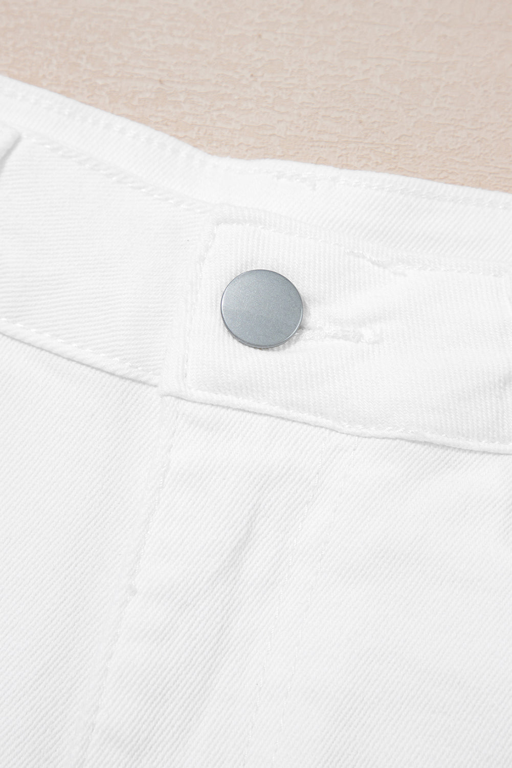 White Scalloped Hemline Light Wash Denim Shorts