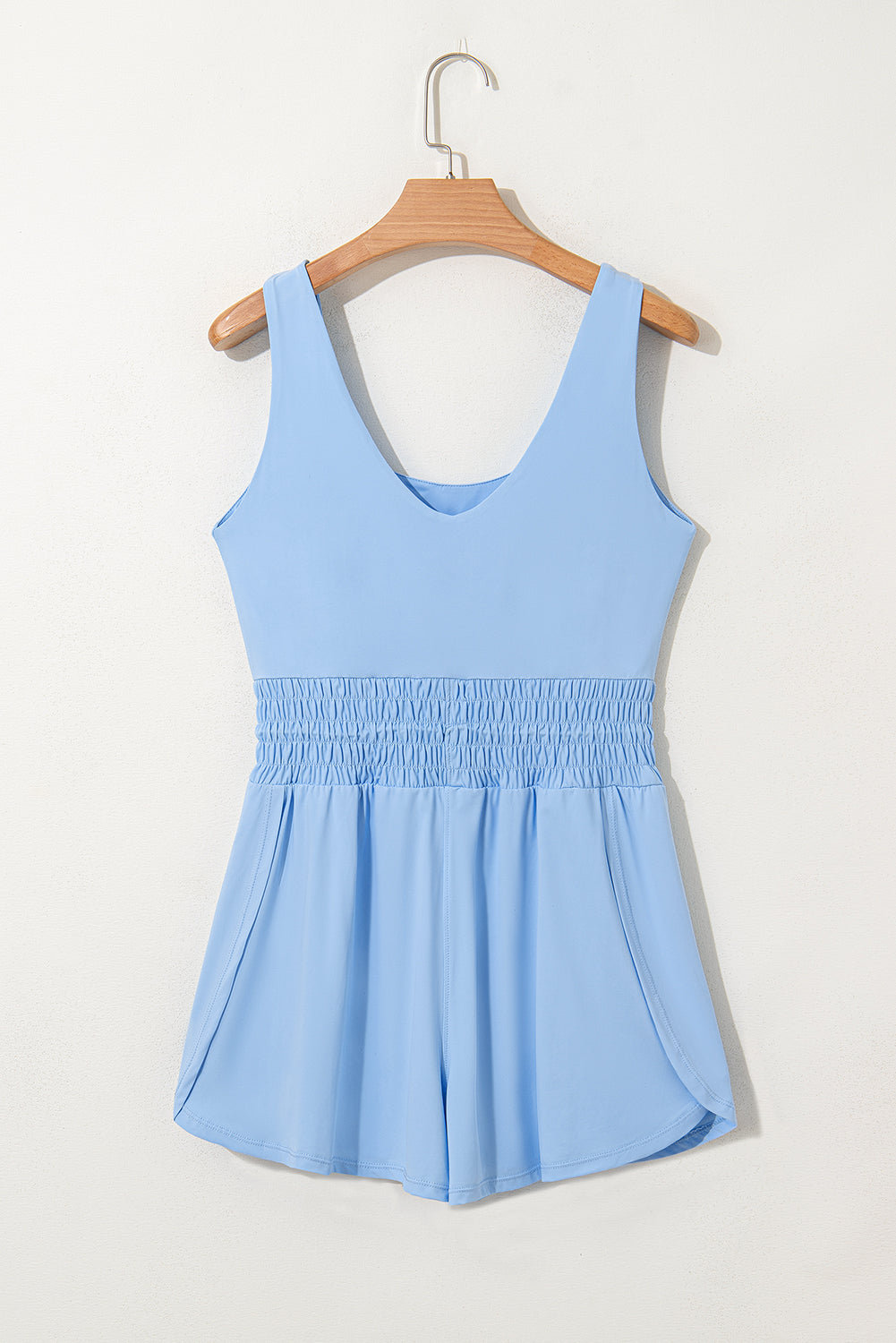 Myosotis Plain Sleeveless Drawstring Cinched Waist Romper