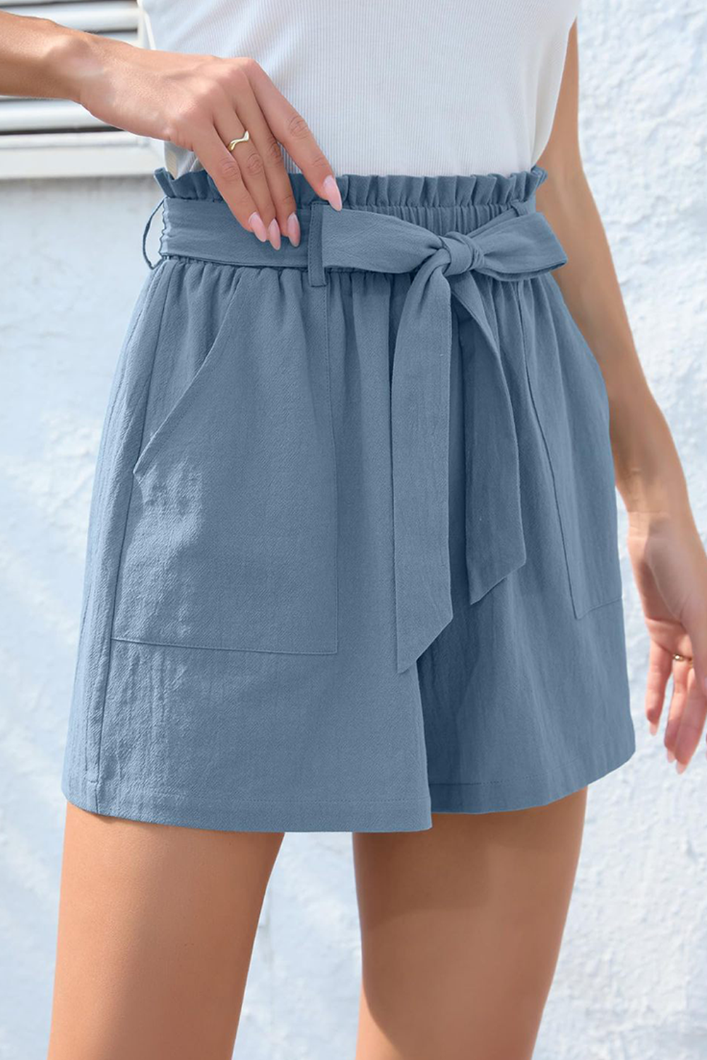 Myosotis Frill Bow Waist Tie Summer Shorts