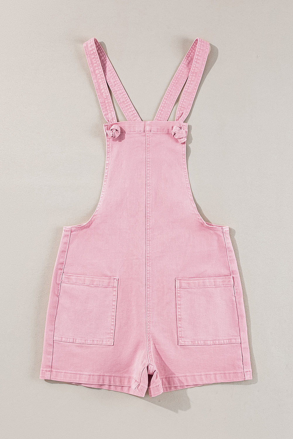 Pink Knot Straps Denim Romper