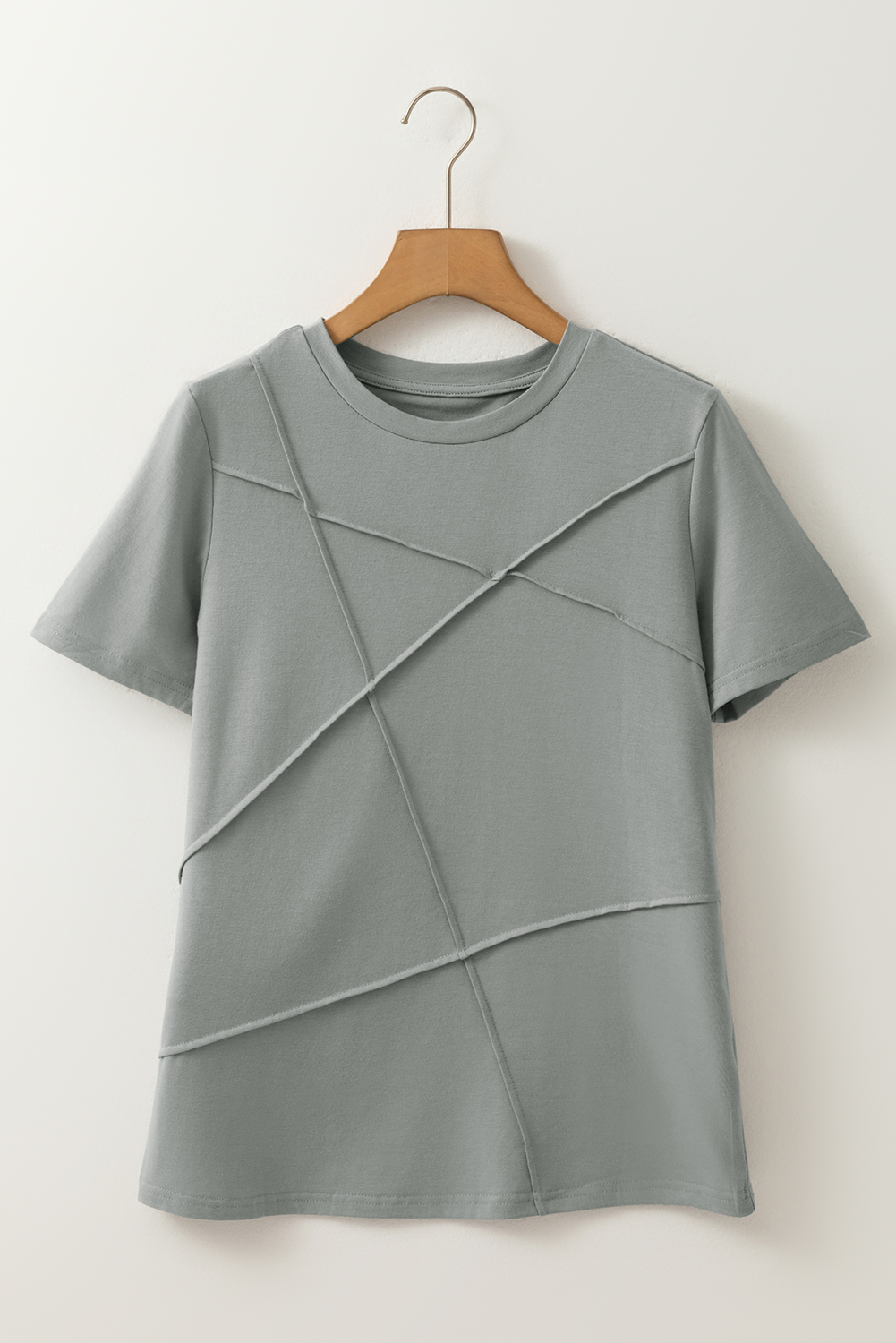 Medium Grey Solid Color Round Neck T Shirt