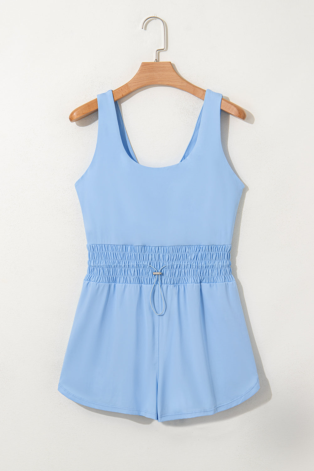 Myosotis Plain Sleeveless Drawstring Cinched Waist Romper