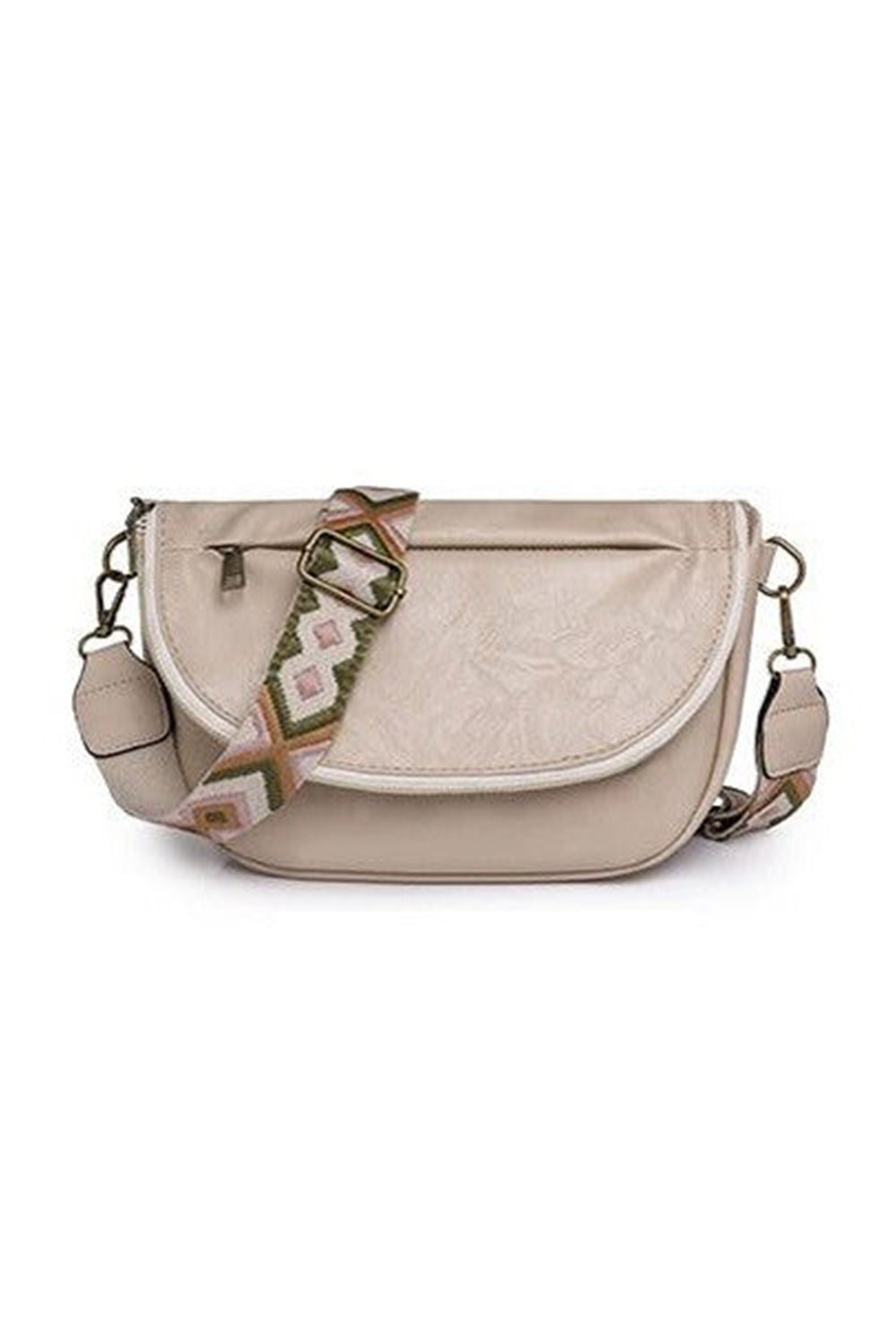 Dark Grey Wide Strap PU Leather Crossbody Bag