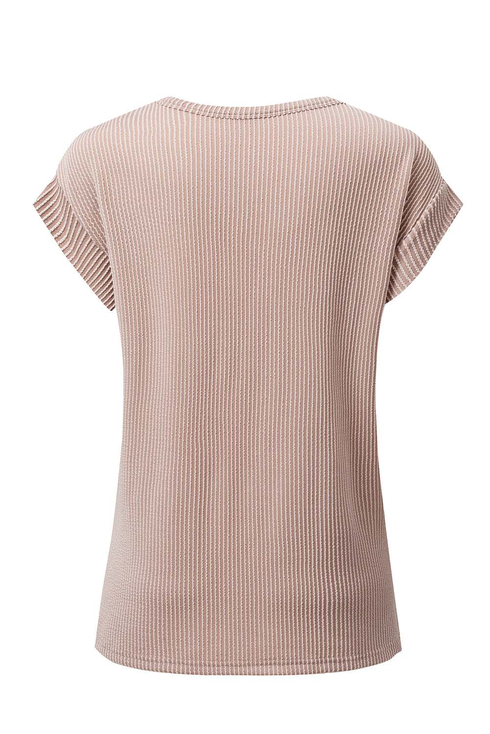 Dark Khaki Twisted Ribbed Textured Plain T Shirt