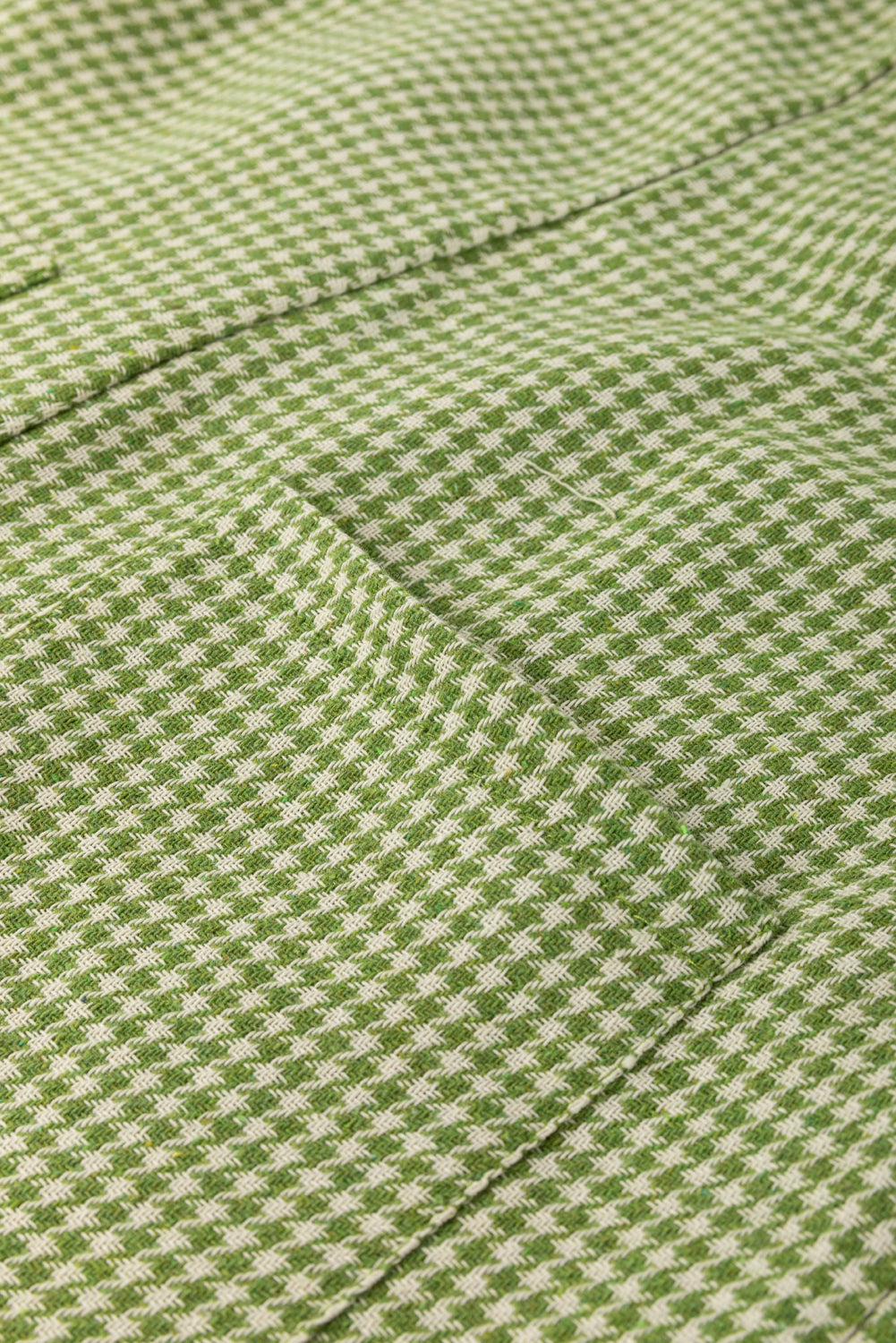 Green Gingham Wide Leg Pockets Loose Overall