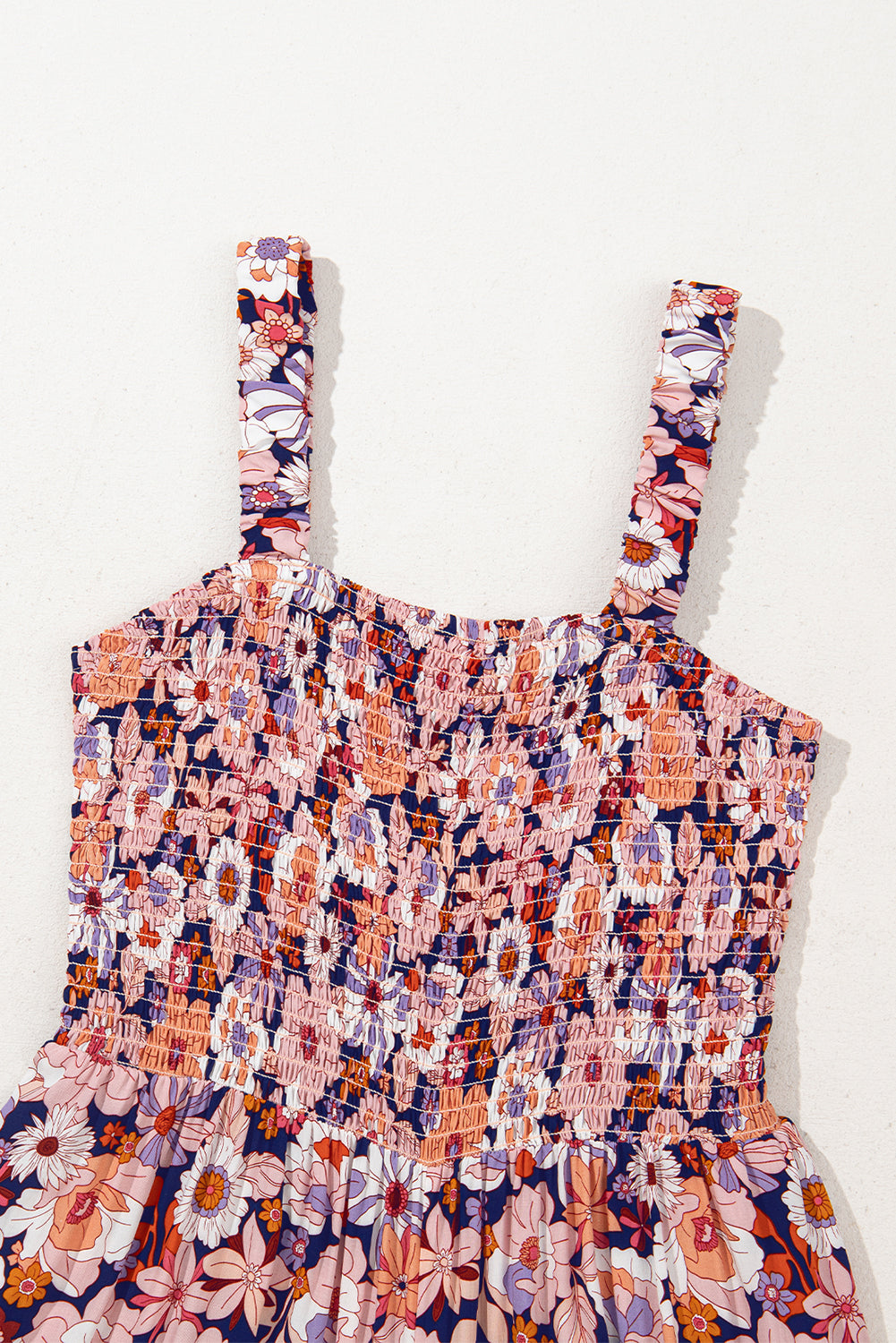 Black Floral Square Neckline Stretch High Waist Jumpsuit