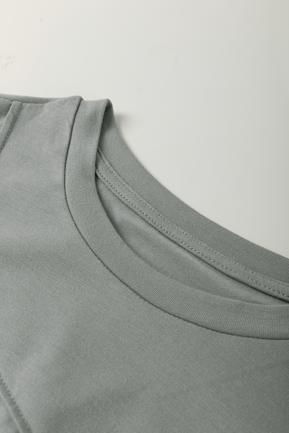 Medium Grey Solid Color Round Neck T Shirt