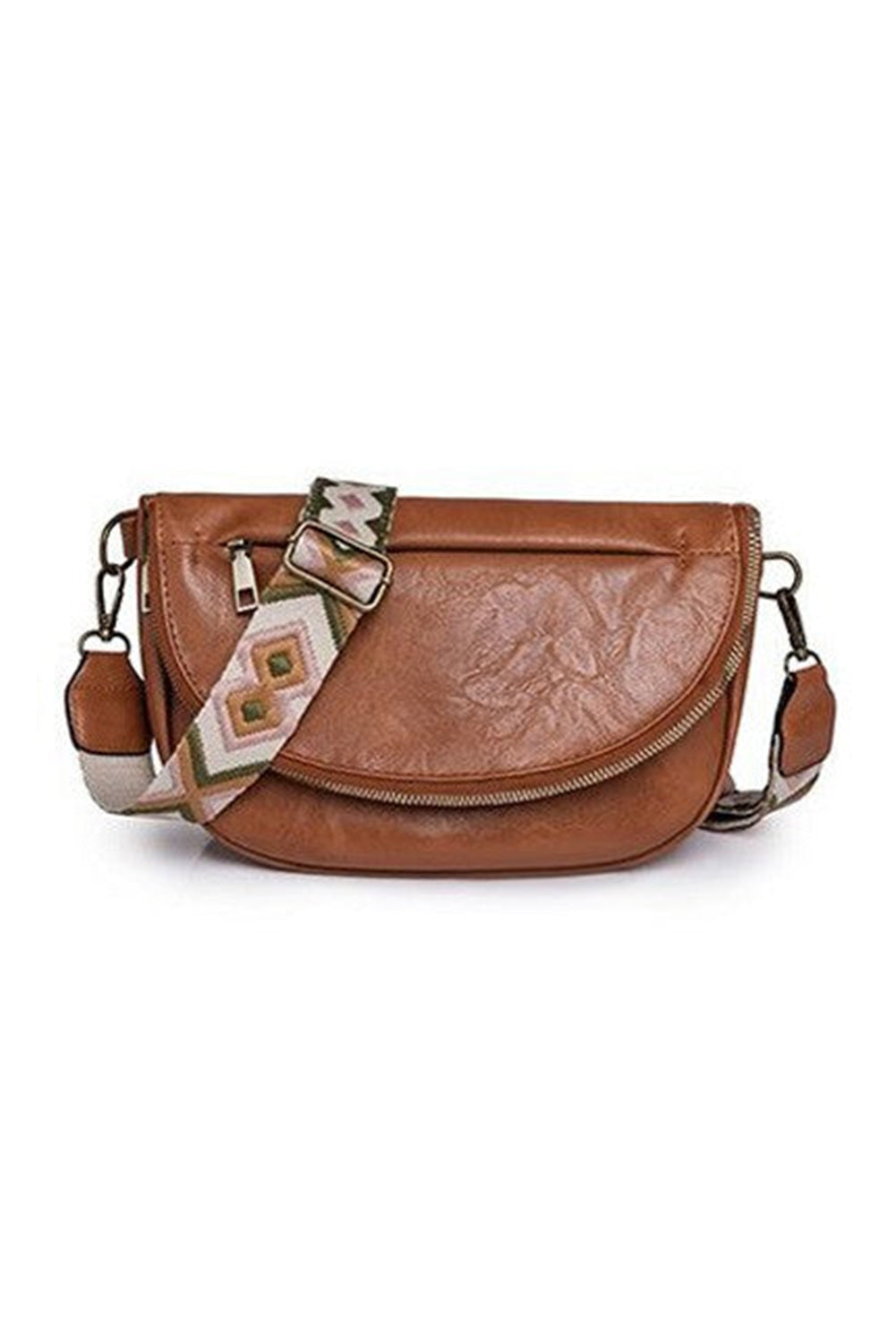 Thai Curry Wide Strap PU Leather Crossbody Bag