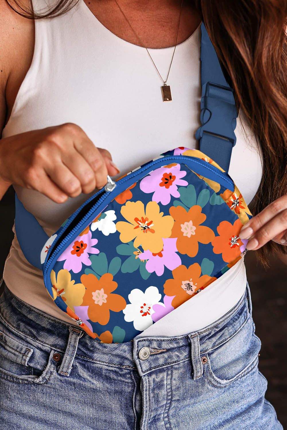 Sail Blue Floral Crossbody Bag