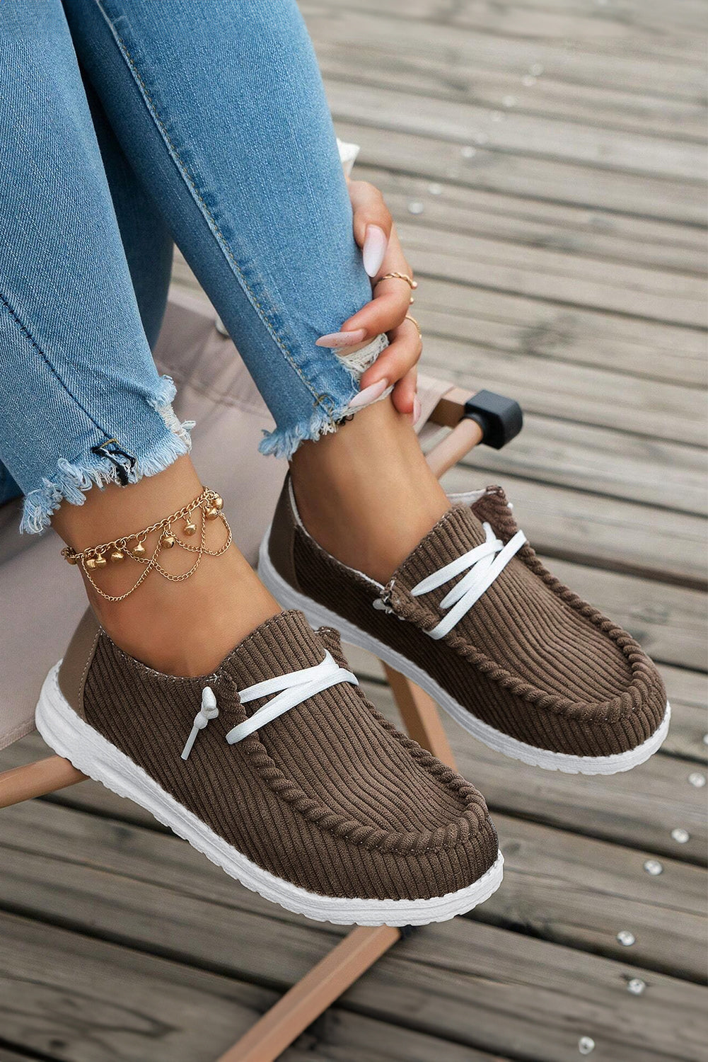 Coffee Lace Up Casual Shoes