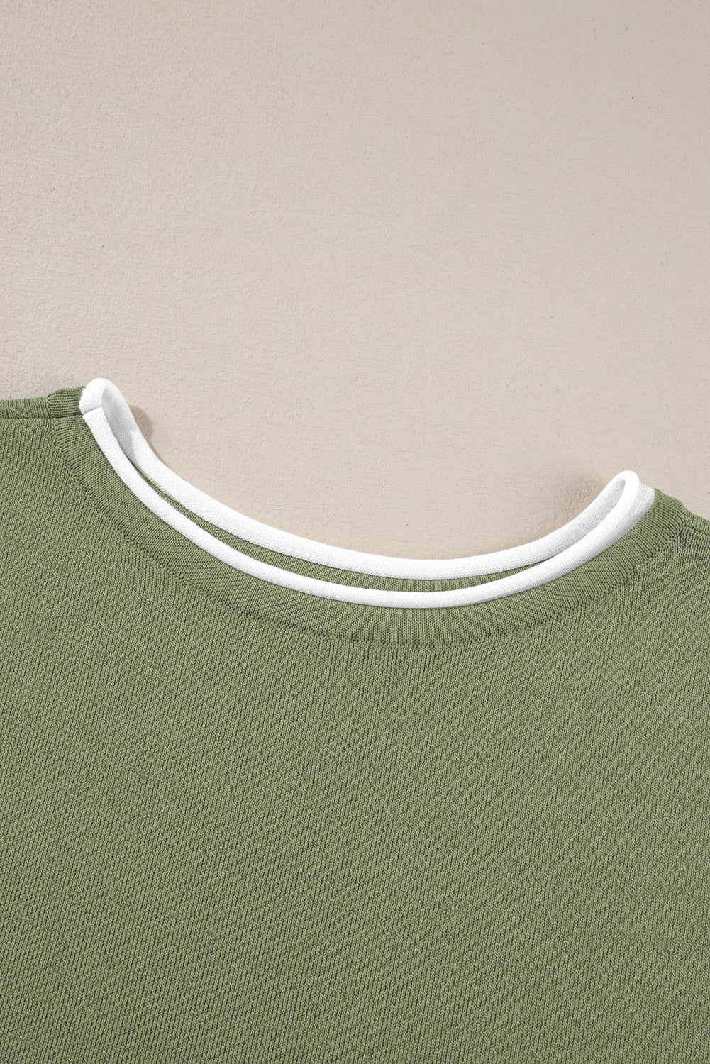 Guacamole Green Loose Contrast Trim Half Sleeve Top and Drawstring Pants Set