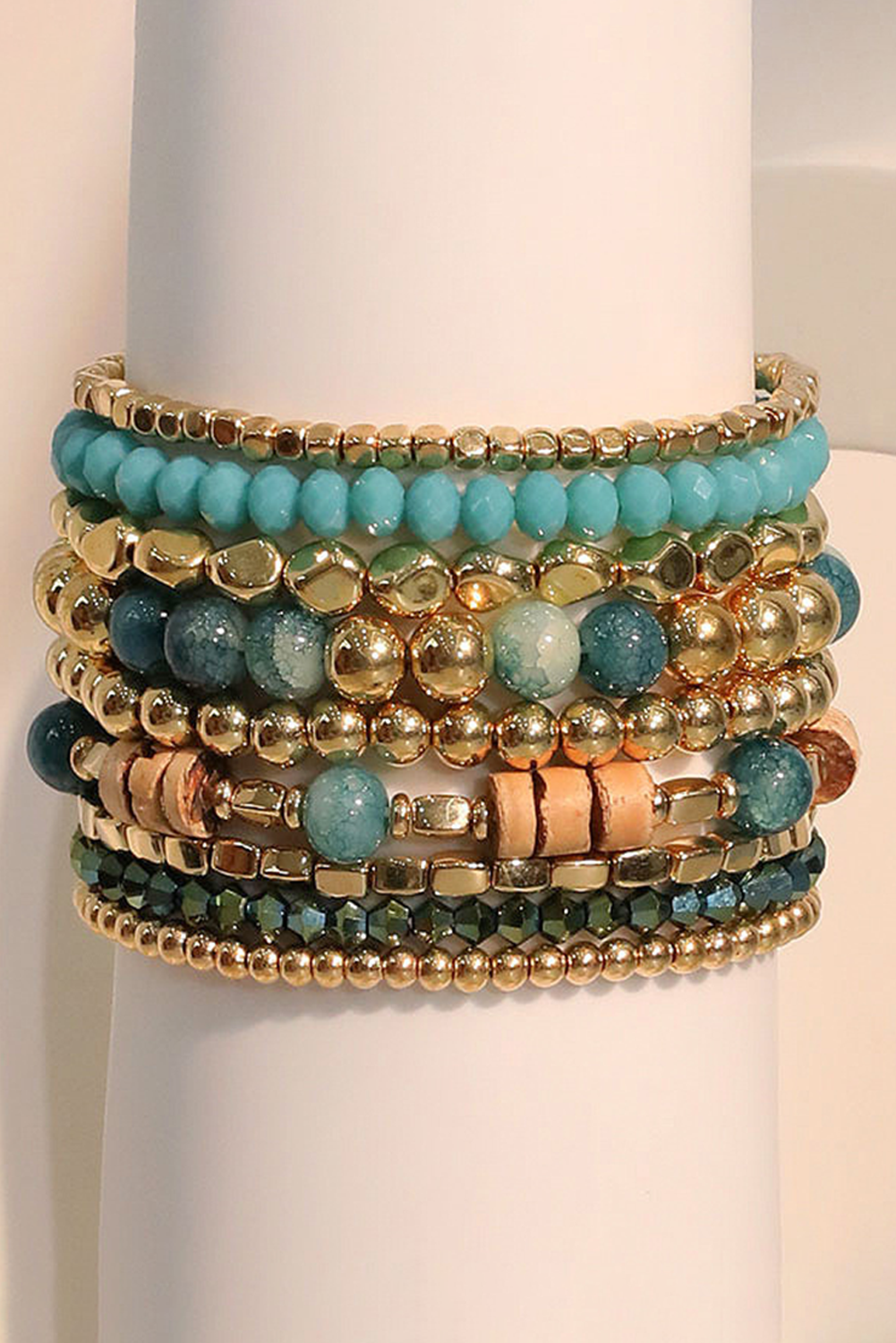 Gold Boho Crystal Beaded Multilayer Bracelet Set