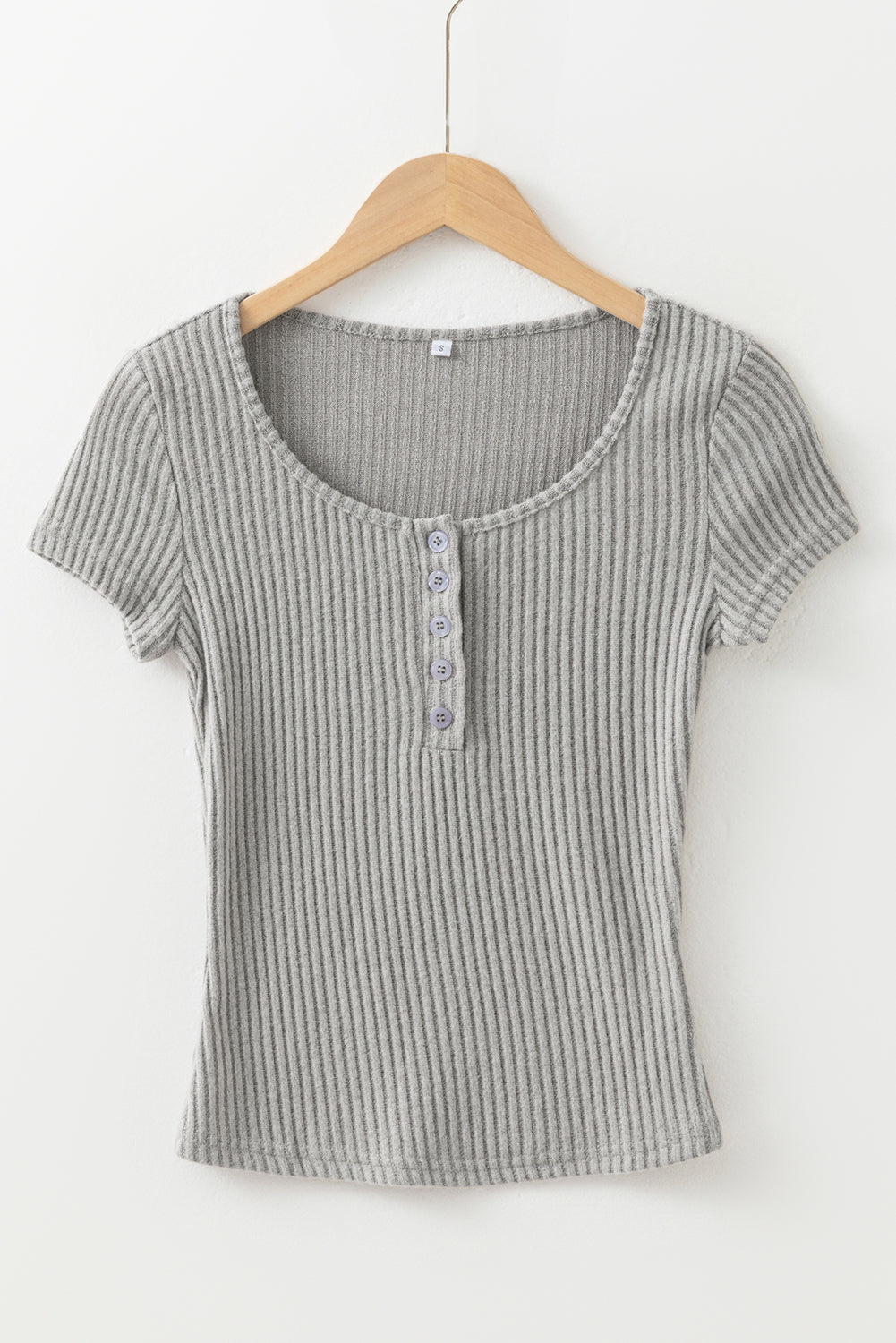 Sleet Ribbed Round Neck Slim Fit Henley Top