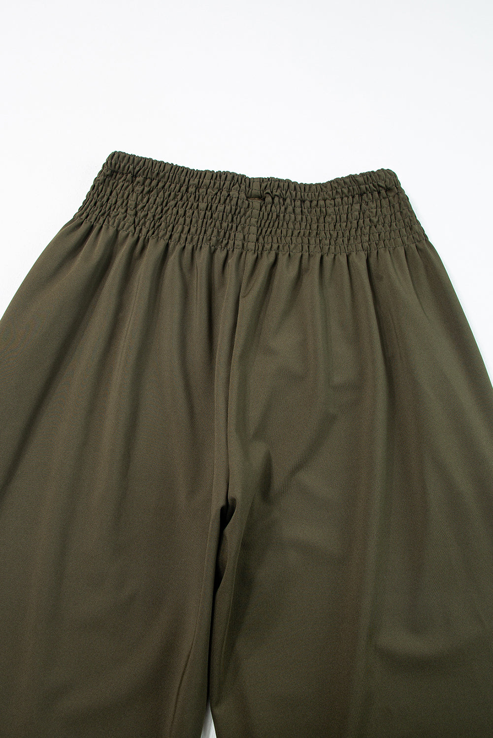 Jungle Green Pocketed Shirred High Waist Joggers