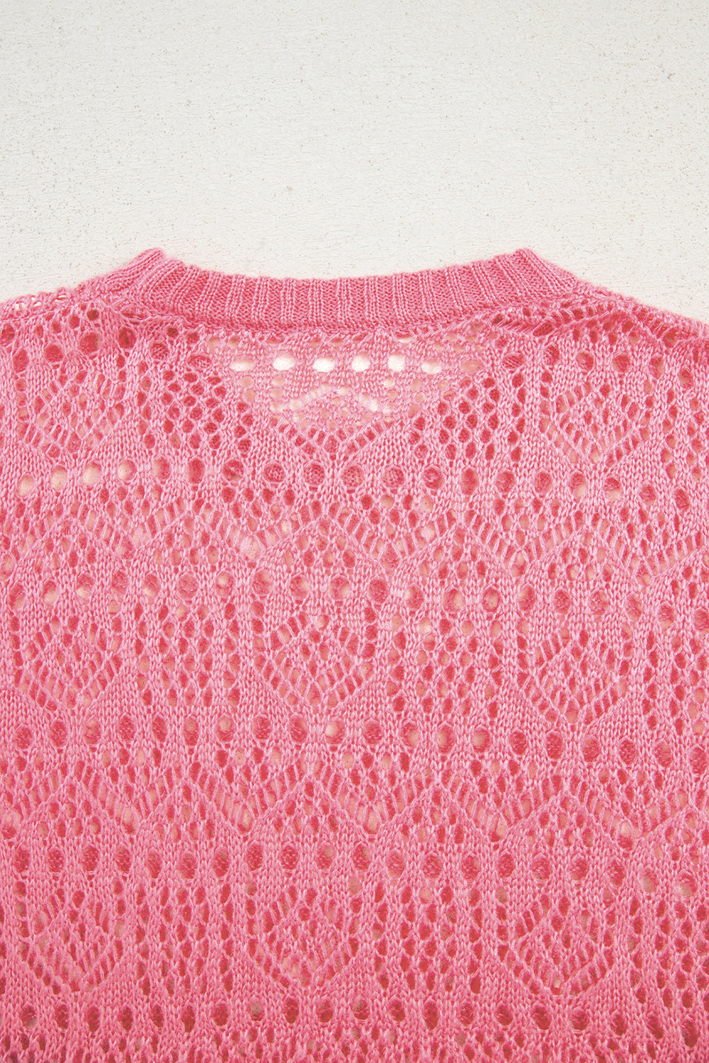 Sachet Pink Plain Hollow Out Knitted Top