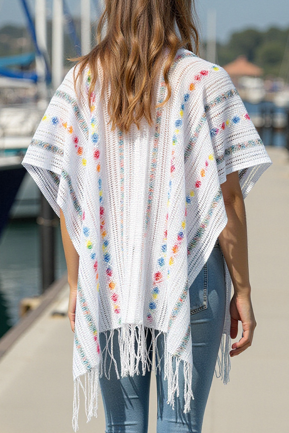 White Tassel Open Front Knit Cover Up