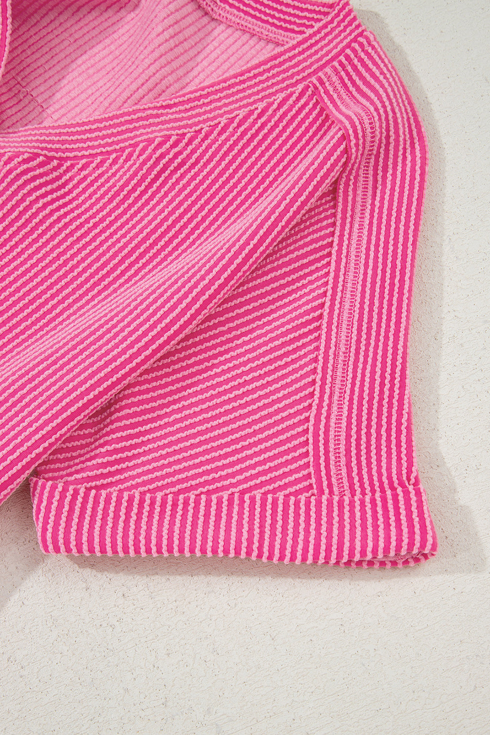 Bright Pink Corded Short Sleeve V Neck Pocketed Romper