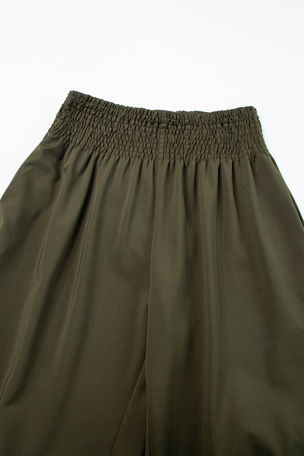 Jungle Green Pocketed Shirred High Waist Joggers
