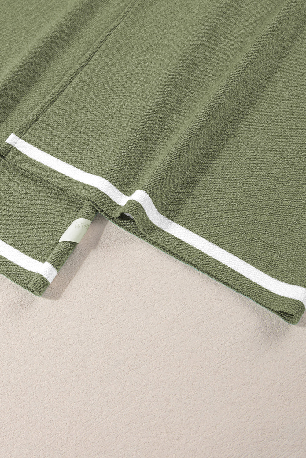 Guacamole Green Loose Contrast Trim Half Sleeve Top and Drawstring Pants Set