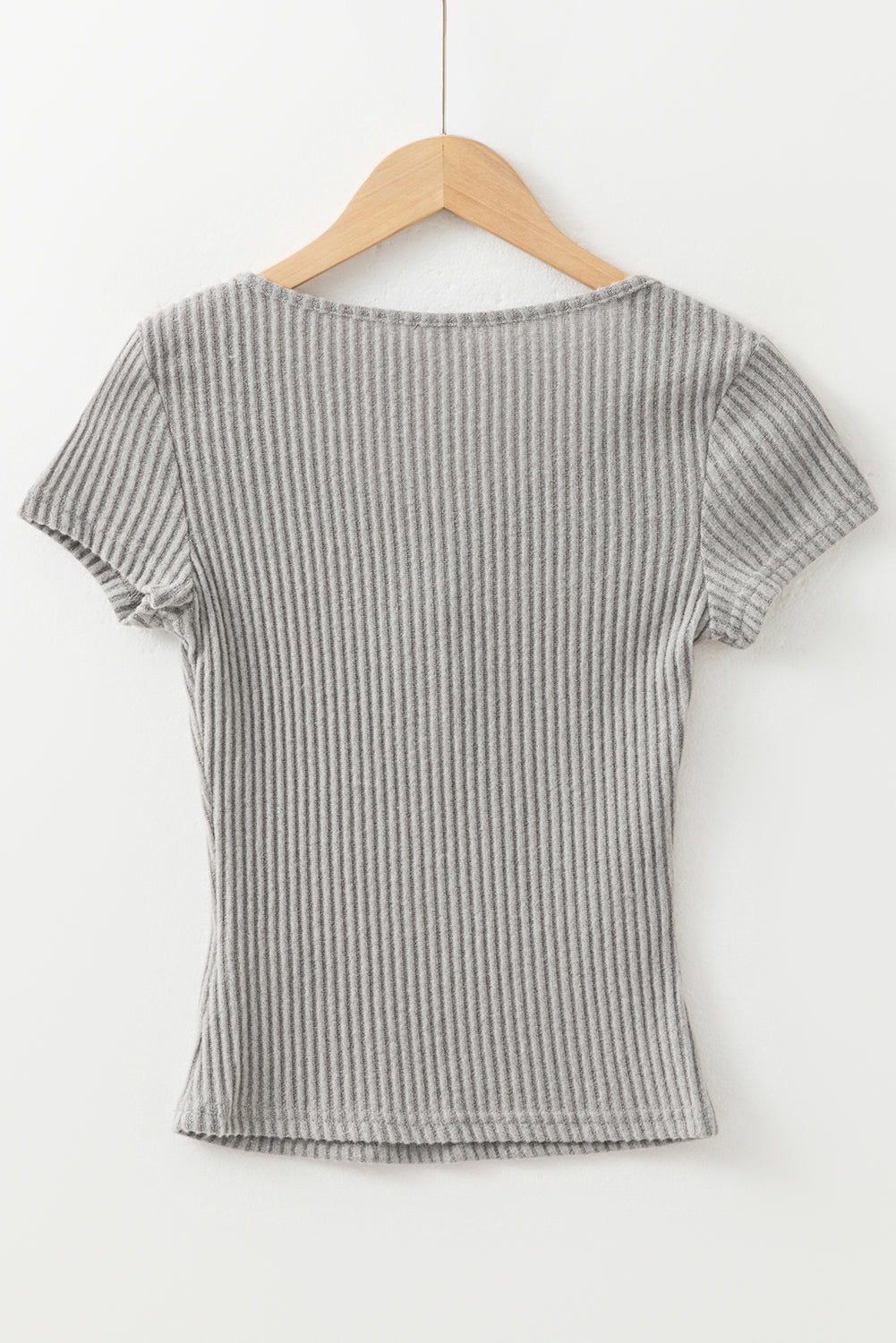 Sleet Ribbed Round Neck Slim Fit Henley Top