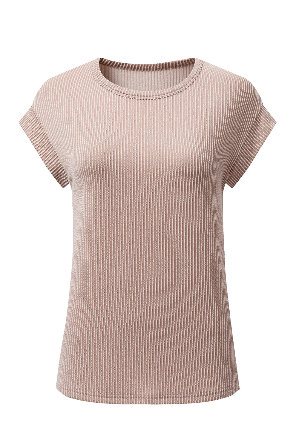 Dark Khaki Twisted Ribbed Textured Plain T Shirt