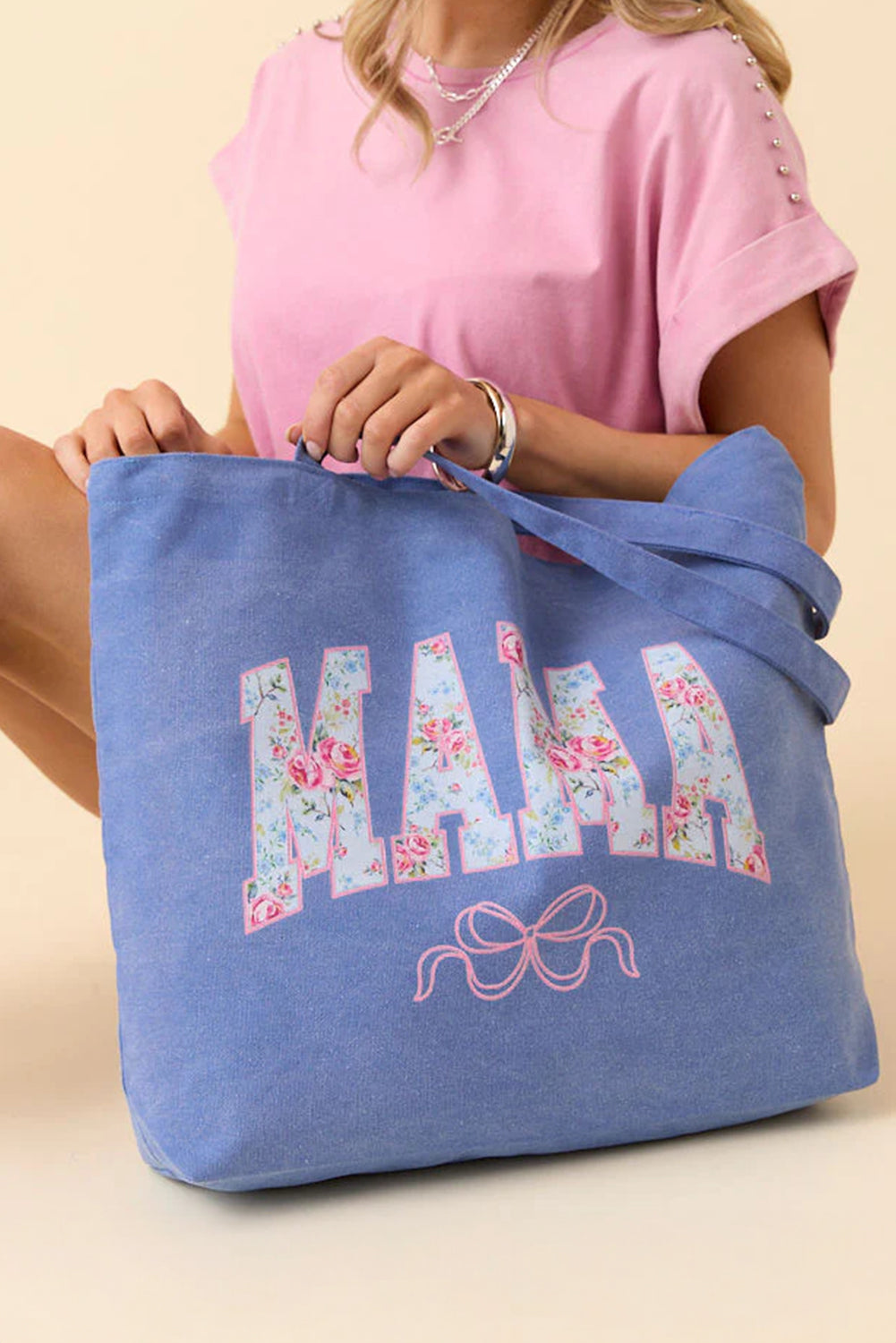 Blue Vintage MAMA Graphic Tote Bag