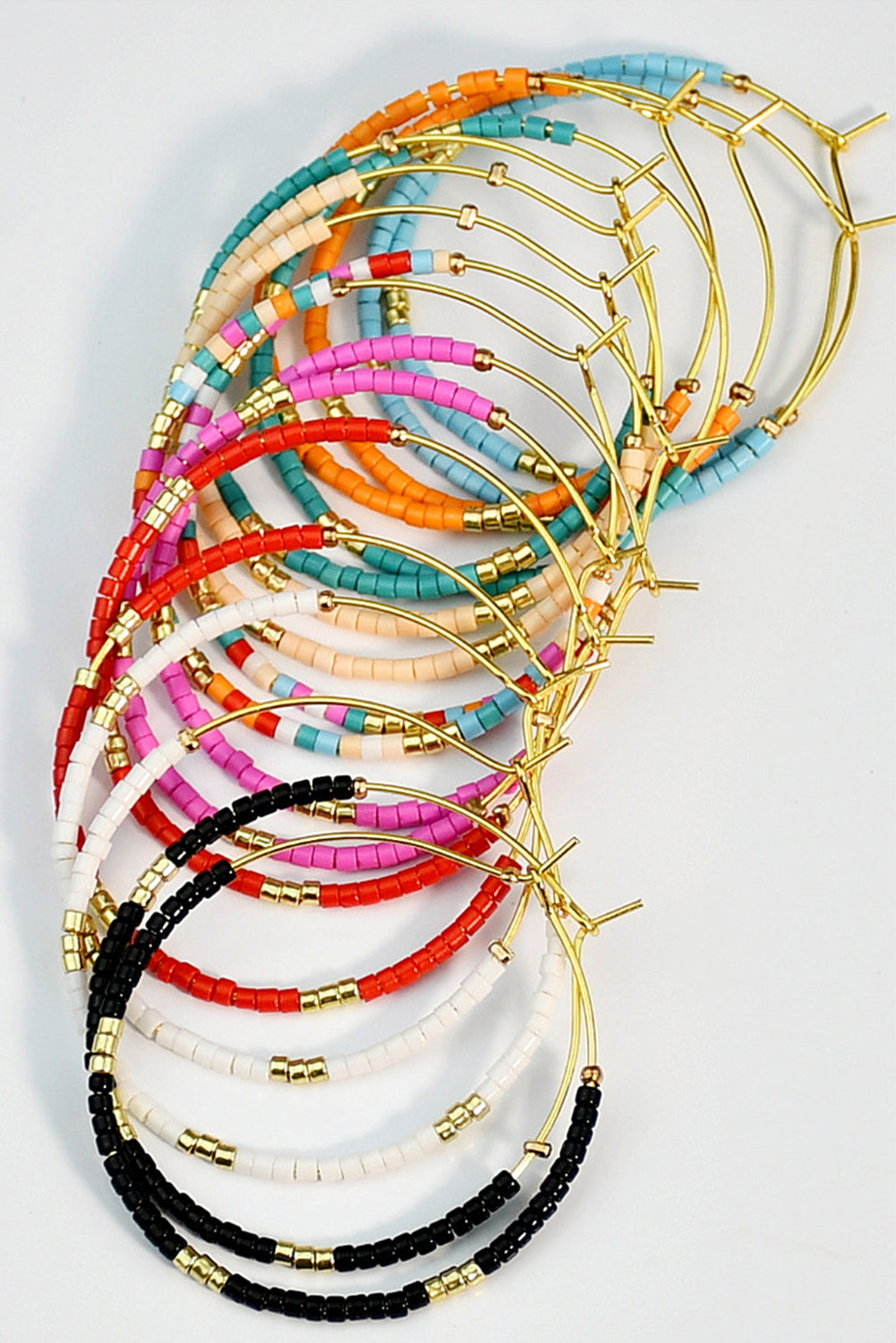 Rose Red Boho Beaded Large Hoop Earrings