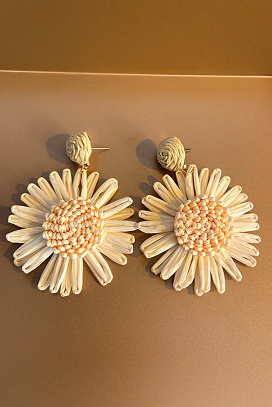 White Boho Flower Drop Earrings