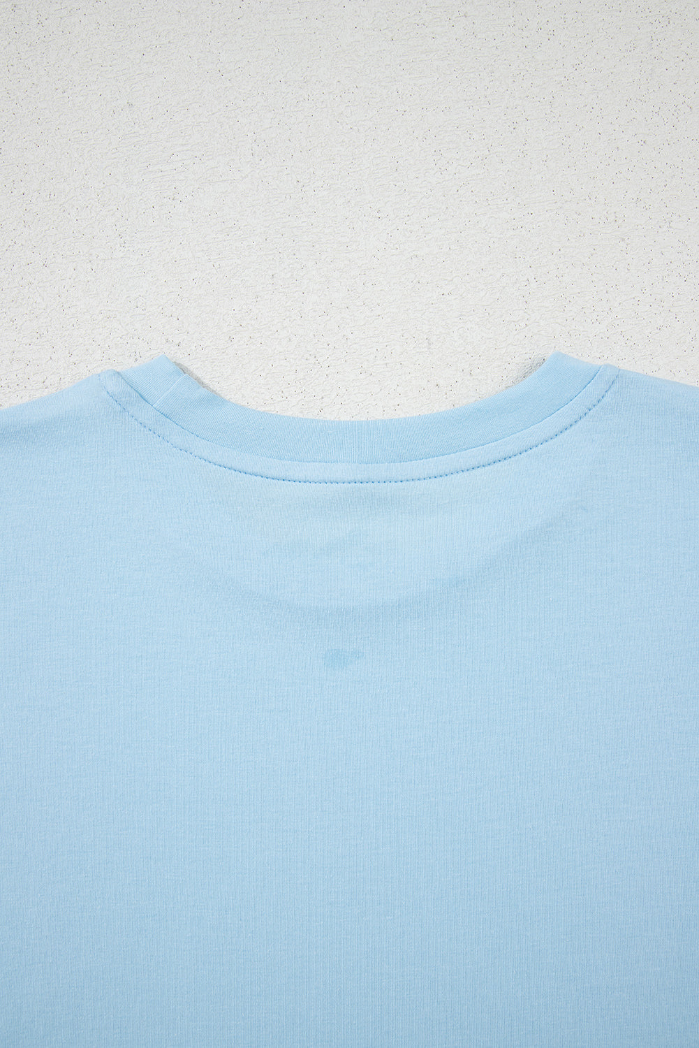 Light Blue Solid Color Basic Crew Neck Tee