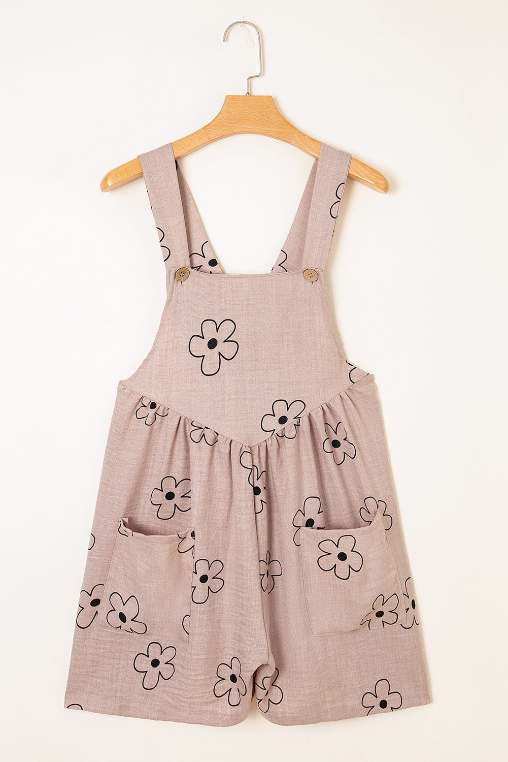 Sepia Rose Floral Print Pockets Loose Casual Romper