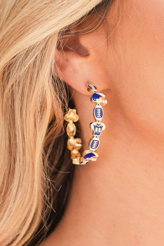 Dark Blue Game Day Hoop Earrings