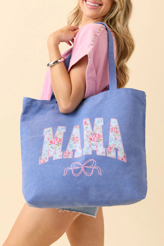 Blue Vintage MAMA Graphic Tote Bag