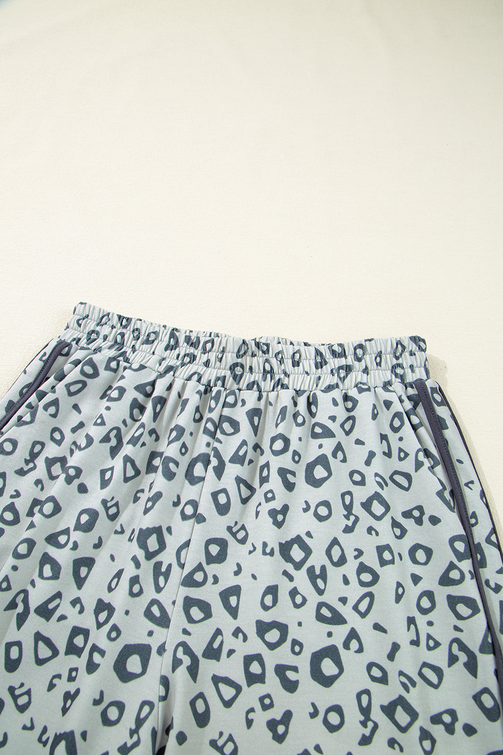Khaki Leopard Print High Rise Knot Side Pants