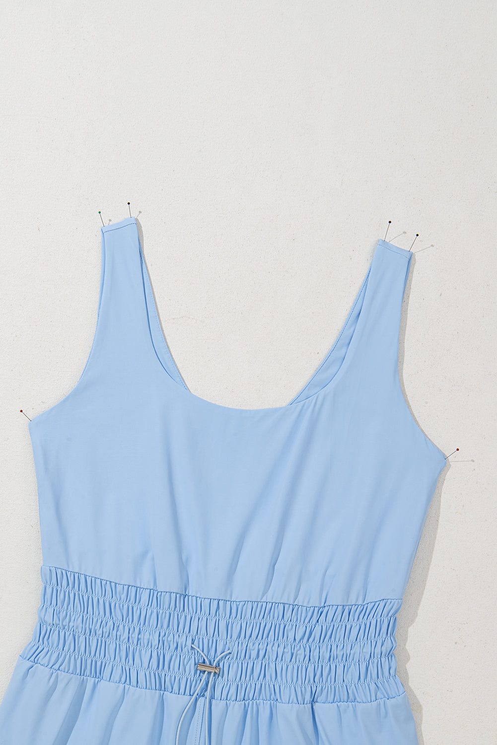 Myosotis Plain Sleeveless Drawstring Cinched Waist Romper